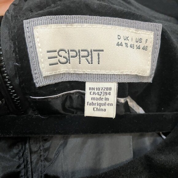 Y2K Esprit Shift Dress Womens Black Cotton Velvet Goth Vintage Neutral Fairy - Picture 4 of 11